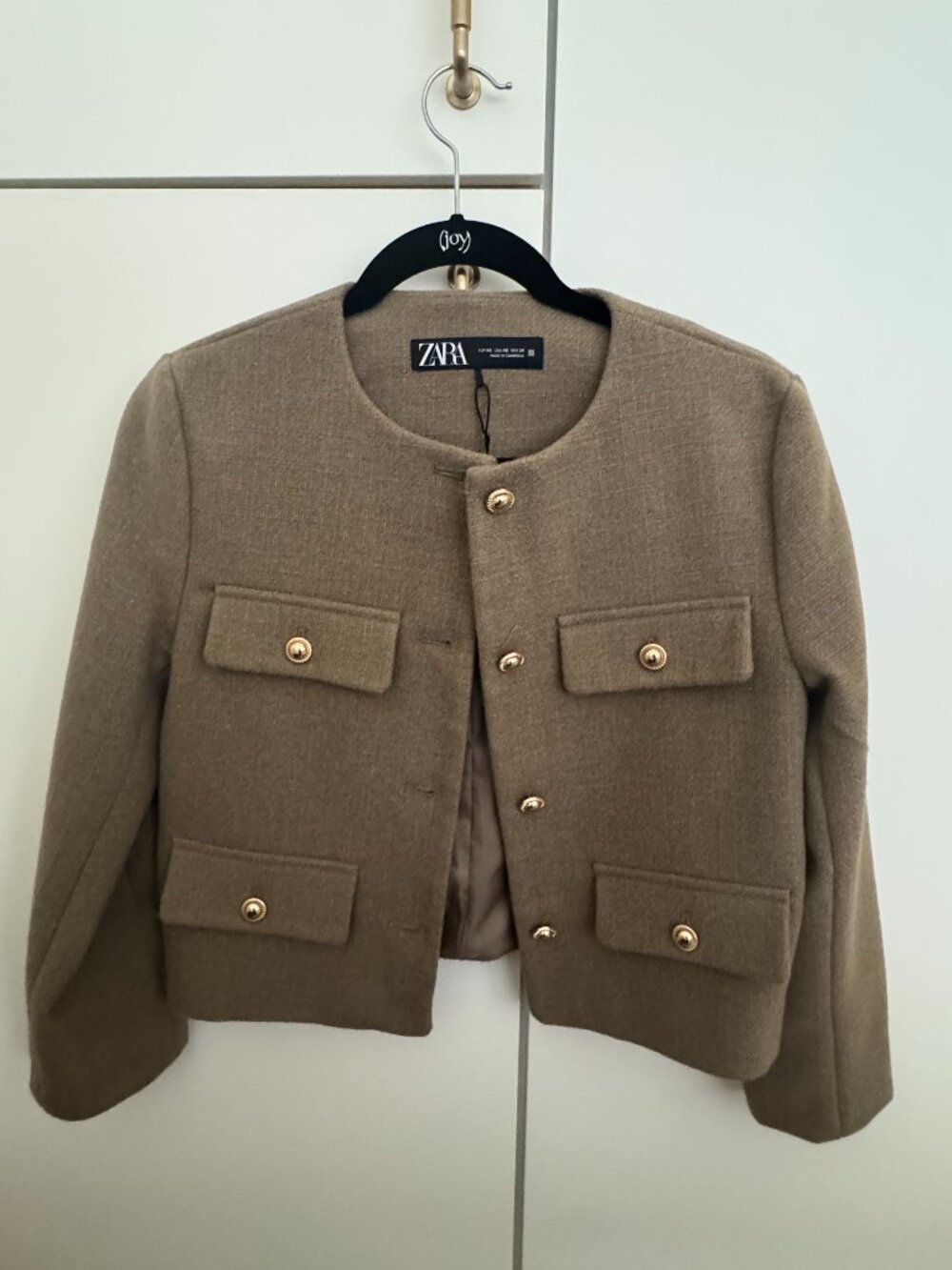 Zara Olive Green Jacket with Gold Buttons XS